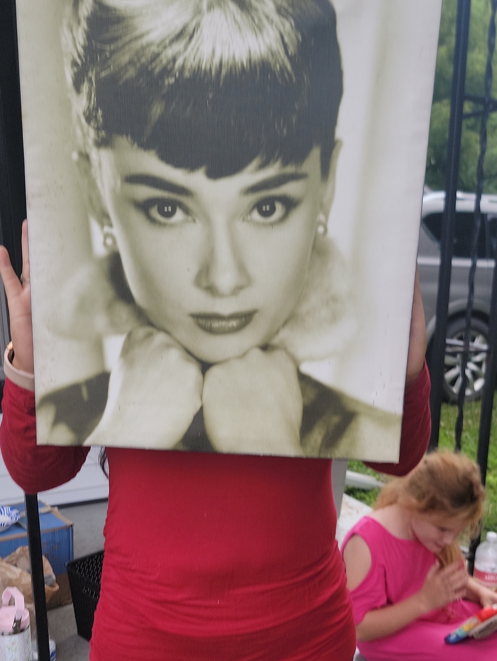 Vintage Audrey Hepburn Canvas Portrait - Black & White
